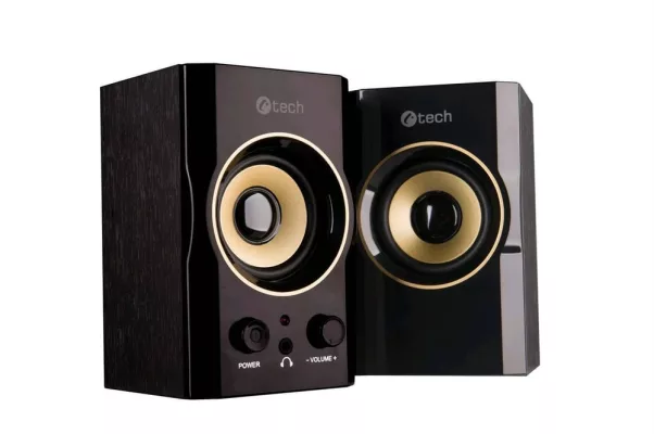 C-Tech SPK-11, 2.0, Wood, Black-Gold, Jack/USB